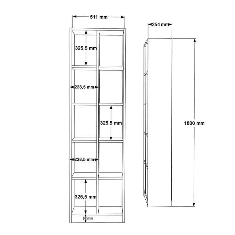 Βιβλιοθήκη Oteca 10θέσεων pakoworld oak 51.1x25.4x180εκ 176-000198