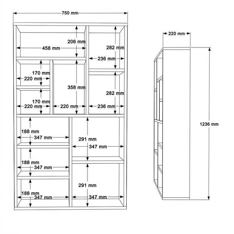 Βιβλιοθήκη Boteca 10θέσεων pakoworld σε λευκή απόχρωση 75x22x123.6εκ 176-000202