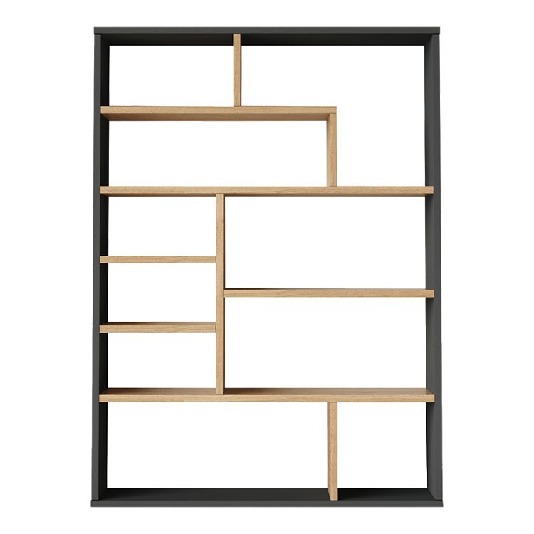 Βιβλιοθήκη Decora pakoworld σε φυσική-ανθρακί απόχρωση 90x22x123.6εκ 176-000203
