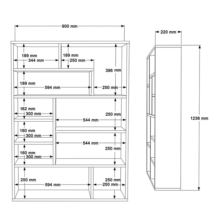 Βιβλιοθήκη Decora pakoworld σε oak-λευκό απόχρωση 90x22x123.6εκ 176-000204