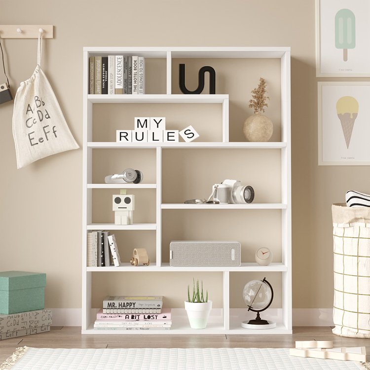 Βιβλιοθήκη Decora pakoworld σε λευκη απόχρωση 90x22x123.6εκ 176-000205