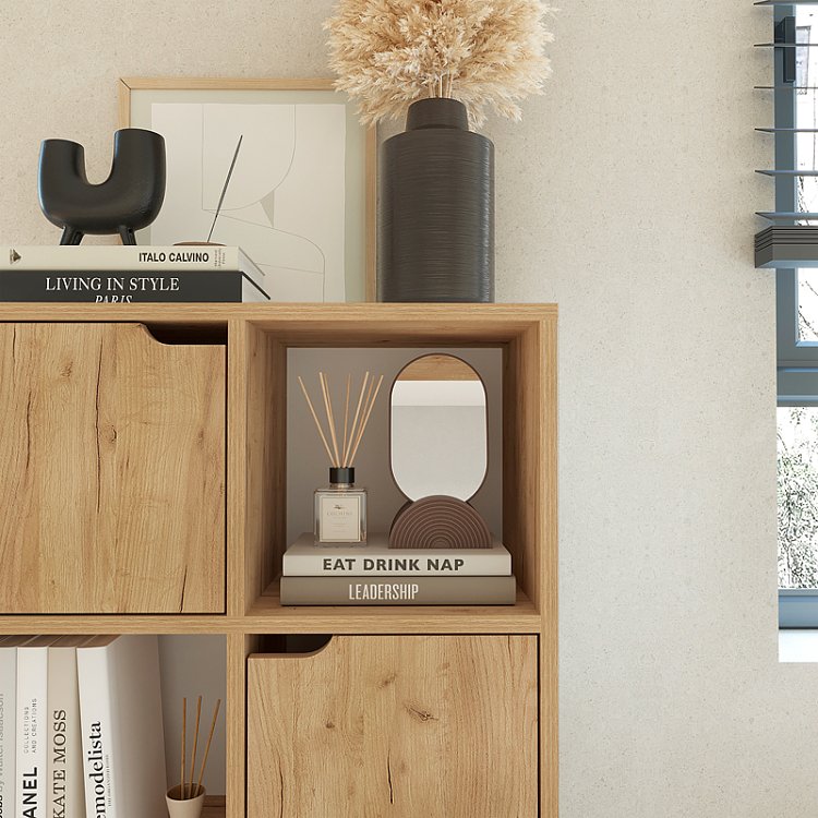 Βιβλιοθήκη Bookel pakoworld μελαμίνης σε oak απόχρωση 59.5x27.5x89εκ 184-000102