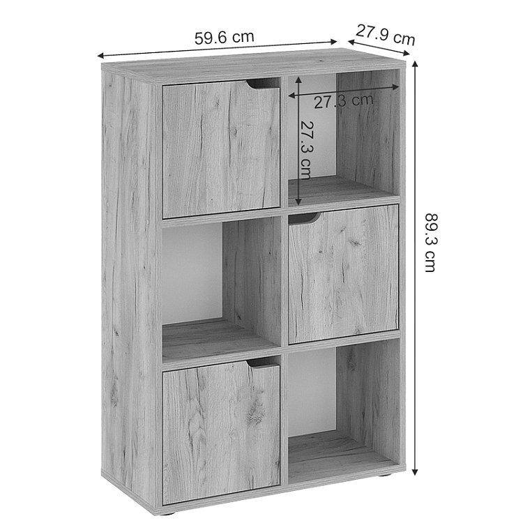 Βιβλιοθήκη Bookel pakoworld μελαμίνης σε oak απόχρωση 59.5x27.5x89εκ 184-000102