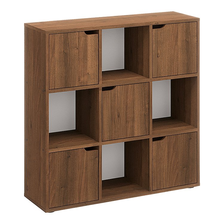 Βιβλιοθήκη Bookel pakoworld σε καρυδί απόχρωση 88.5x27.5x89.3εκ 184-000111