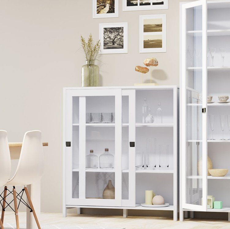 Βιτρίνα Marocco Δίφυλλη Λευκό 120x37x130.5cm TO-MARWIT2WHITE