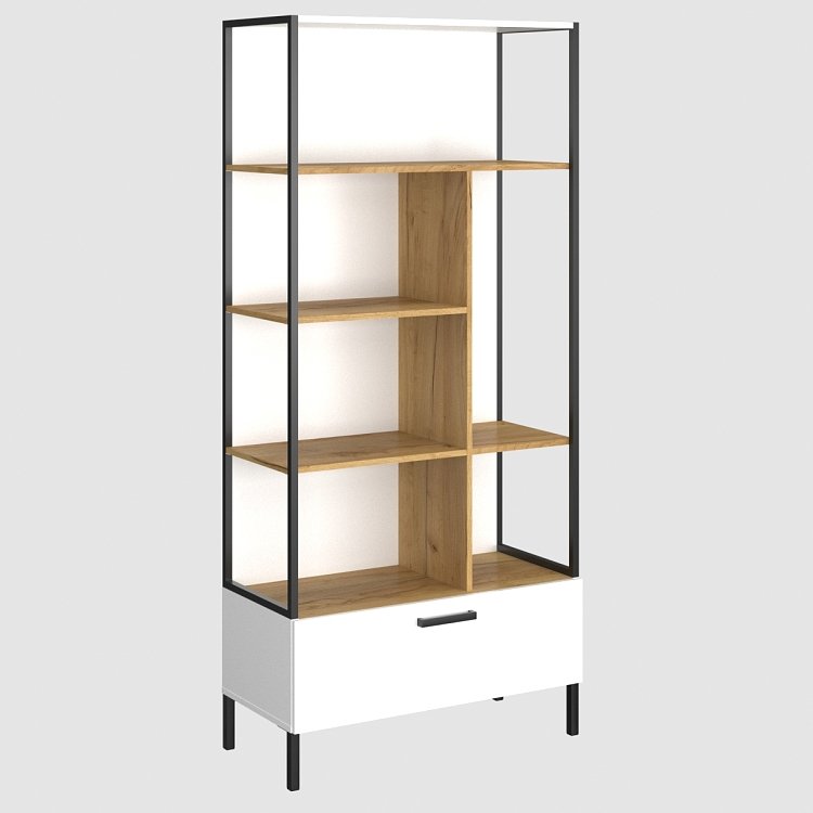 Βιβλιοθήκη Santes Χρυσό Δρυς-Λευκό 90x42x197.5cm TO-SANT1SWH