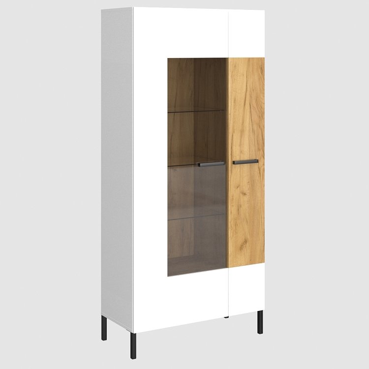 Βιτρίνα Santes Χρυσό Δρυς-Λευκό 90x42x197.5cm TO-SANT1W1DHIGHWH