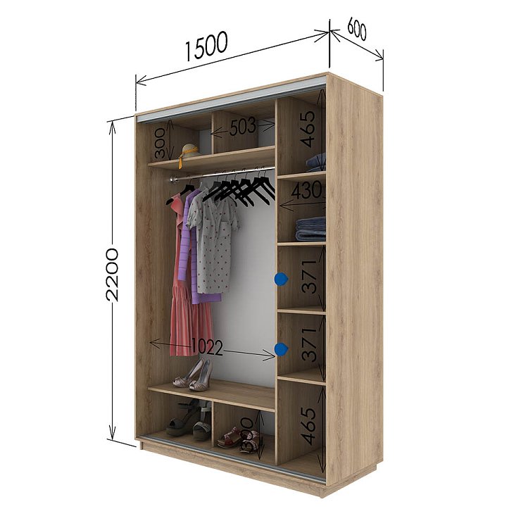 Ντουλάπα Diamont Χρυσό Δρυς 150x60x220cm GR-W15012
