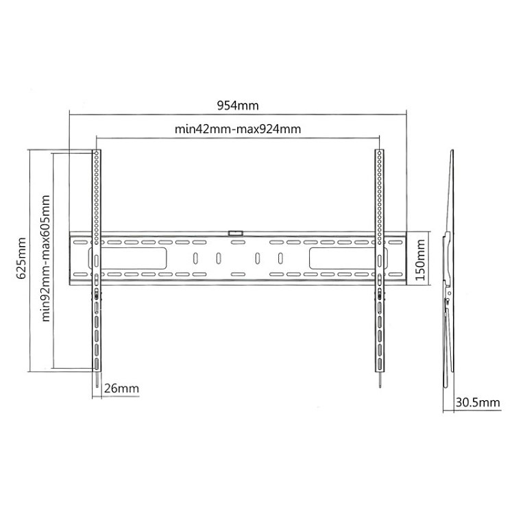 SUPERIOR FIXED EXTRA SLIM Βάση Τοίχου 60"-100" 188-0045