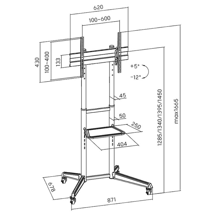SUPERIOR 37-70 PRO Επιδαπέδια Βάση Τηλεόρασης 37"-70" 188-0077