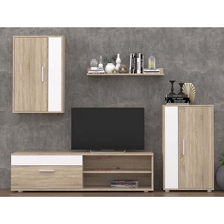 Σύνθετο σαλονιού Zafira pakoworld sonoma-λευκό 190x35x190εκ 192-000001