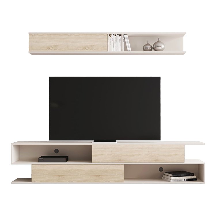 Σύνθετο σαλονιού Brick pakoworld σε sonoma oak-κρεμ απόχρωση 240x40x50.4εκ 192-000045