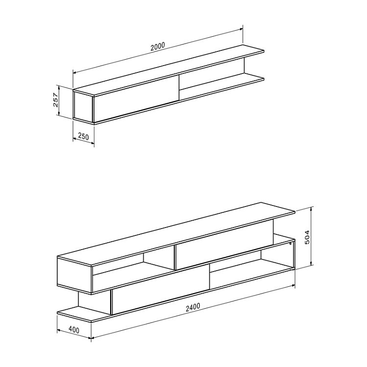 Σύνθετο σαλονιού Brick pakoworld σε sonoma oak-κρεμ απόχρωση 240x40x50.4εκ 192-000045