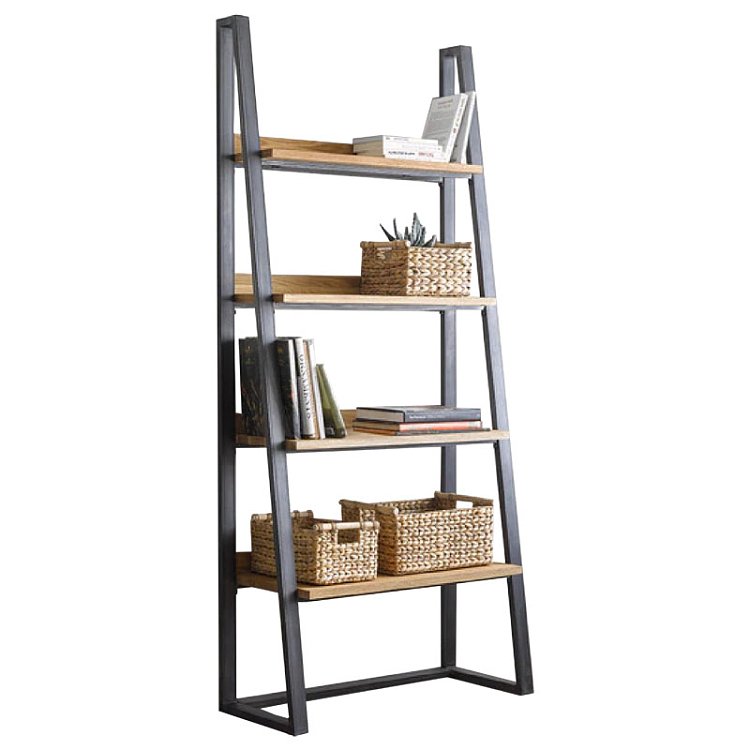 Βιβλιοθήκη Ryder pakoworld καρυδί-μαύρο 75x36x185εκ 197-000064