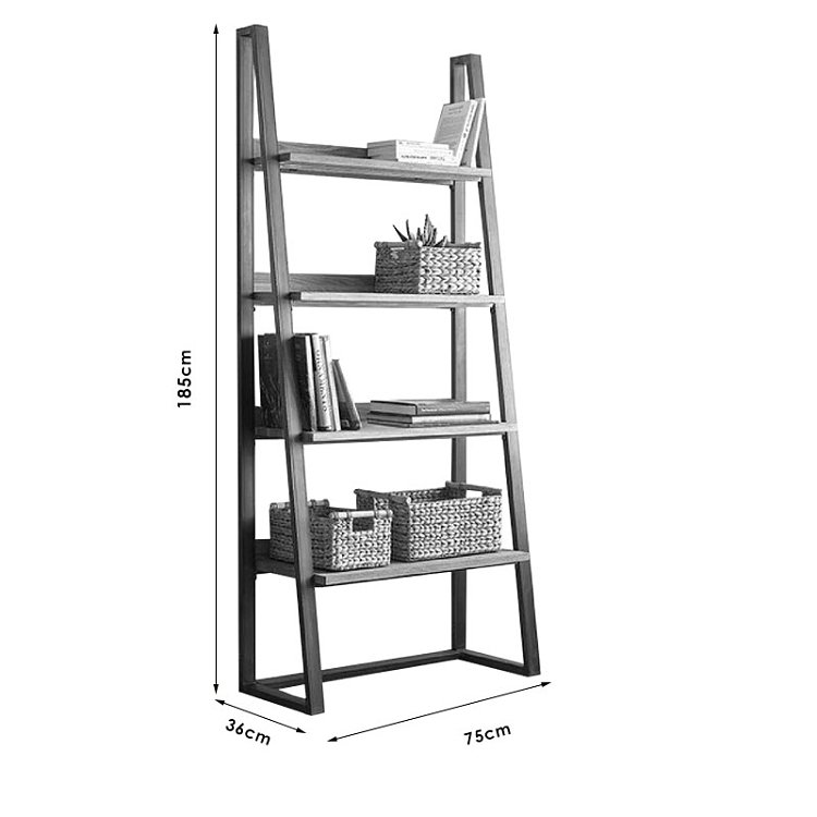 Βιβλιοθήκη Ryder pakoworld καρυδί-μαύρο 75x36x185εκ 197-000064