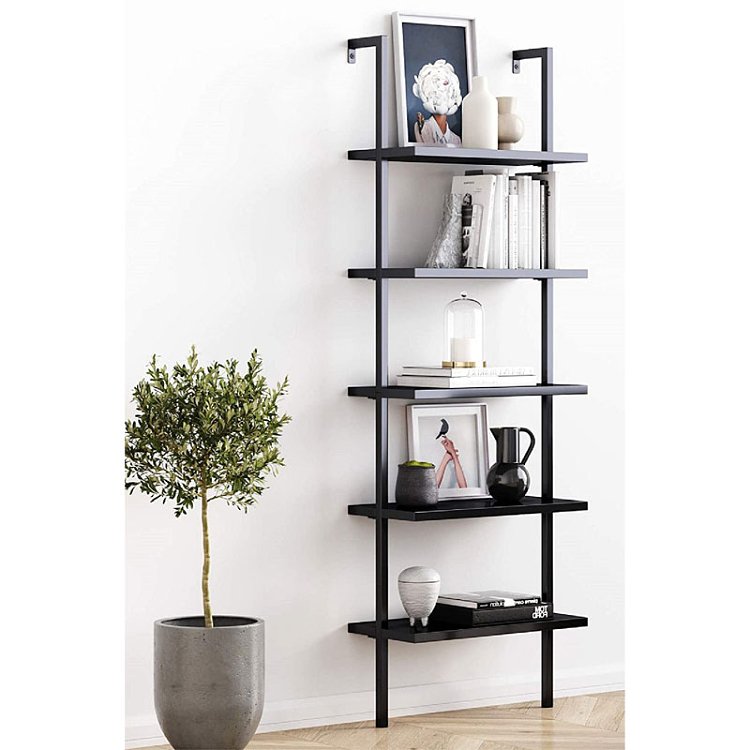Ραφιέρα τοίχου Harris pakoworld σε μαύρη απόχρωση 60x22x200εκ 197-000066