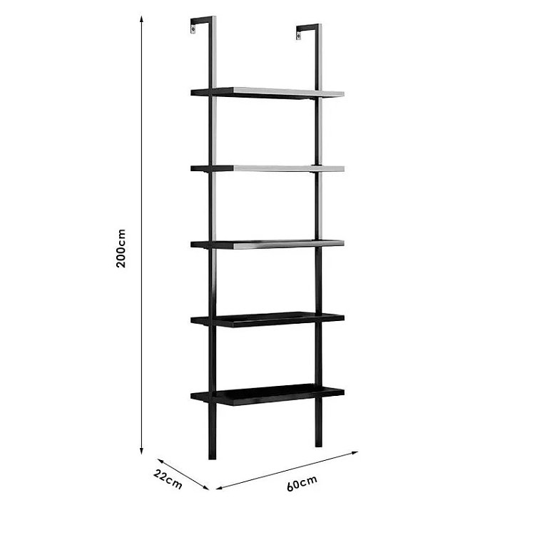 Ραφιέρα τοίχου Harris pakoworld σε μαύρη απόχρωση 60x22x200εκ 197-000066