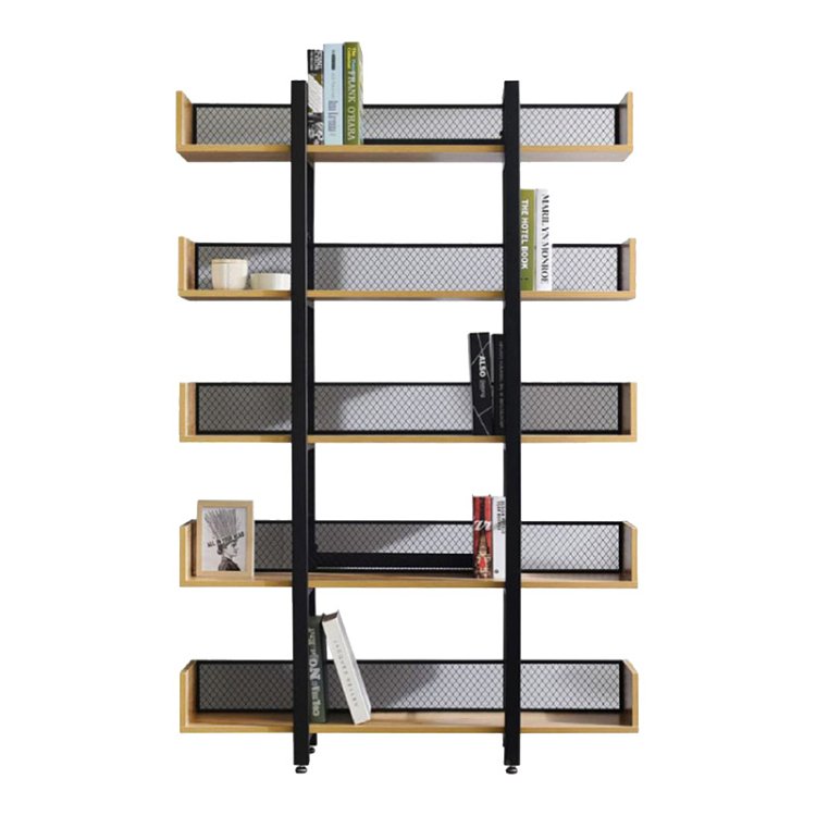 Βιβλιοθήκη Musha pakoworld μέταλλο μαύρο με oak απόχρωση 120x27x185εκ 197-000299