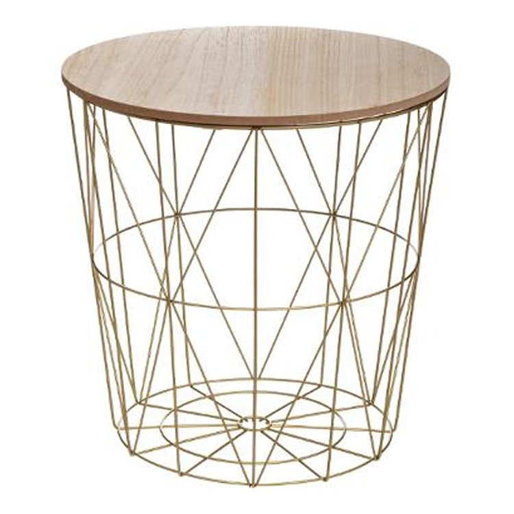Τραπέζι σαλονιού Kumi pakoworld oak-χρυσό Φ41x40εκ 199-000175