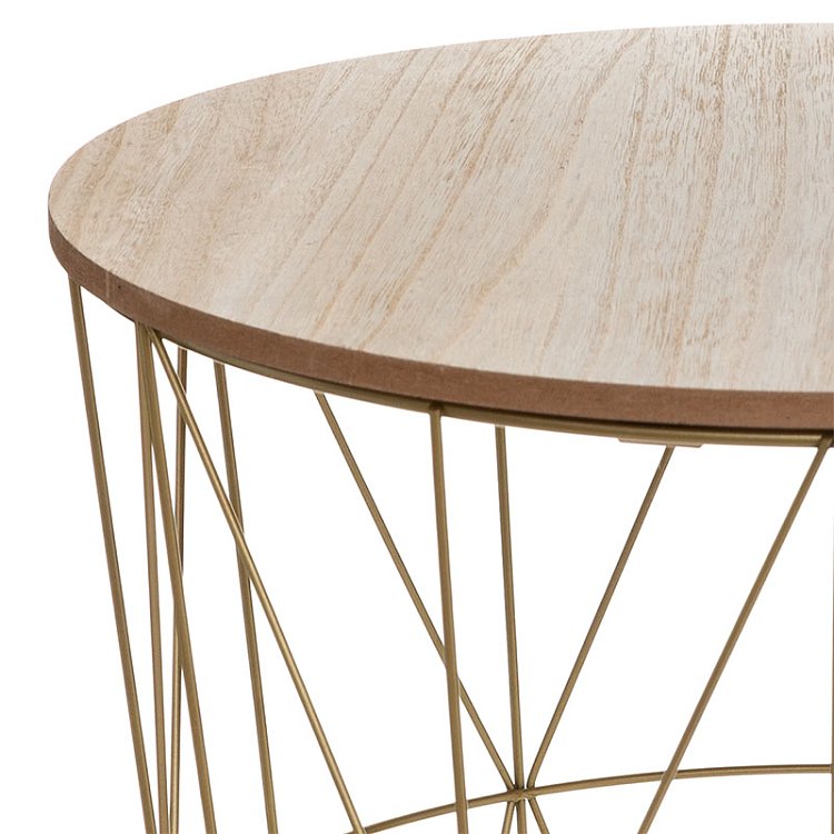 Τραπέζι σαλονιού Kumi pakoworld oak-χρυσό Φ41x40εκ 199-000175