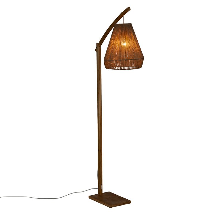 Φωτιστικό δαπέδου Sean pakoworld Ε27 60W μπαμπού μπεζ 52x30x158εκ 199-000515