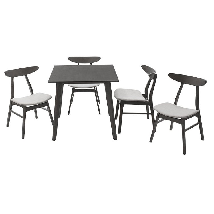 Tραπεζαρία Benson - Orlean pakoworld σετ 5τμχ rustic grey - ύφασμα γκρι 80x80x75εκ 200-000179