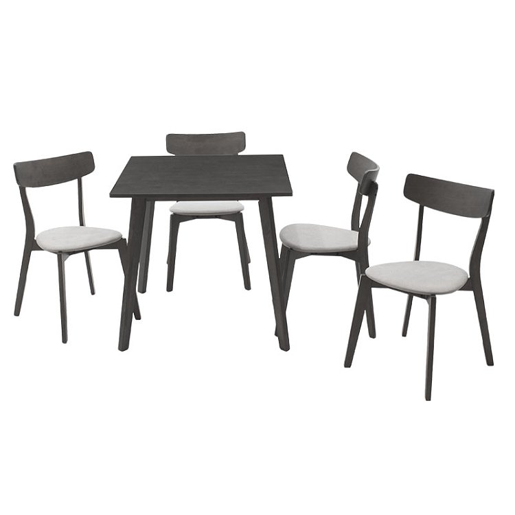 Tραπεζαρία Benson - Toto pakoworld σετ 5τμχ rustic grey - ύφασμα grey 80x80x75εκ 200-000181