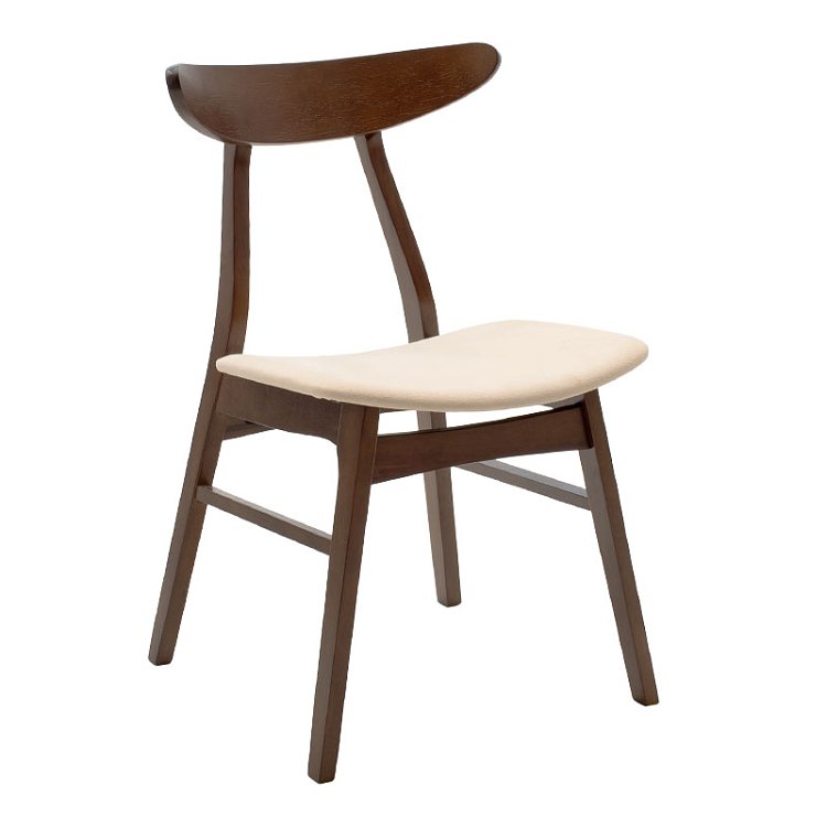 Tραπεζαρία Benson - Orlean pakoworld σετ 5τμχ καρυδί - ύφασμα μπεζ 120x80x75εκ 200-000182