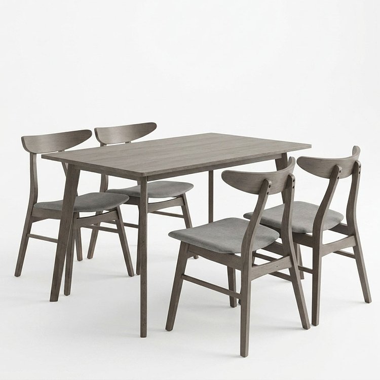 Tραπεζαρία Benson - Orlean pakoworld σετ 5τμχ rustic grey-ύφασμα γκρι 120x75x75εκ 200-000185