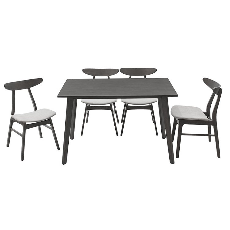 Tραπεζαρία Benson - Orlean pakoworld σετ 5τμχ rustic grey-ύφασμα γκρι 120x75x75εκ 200-000185