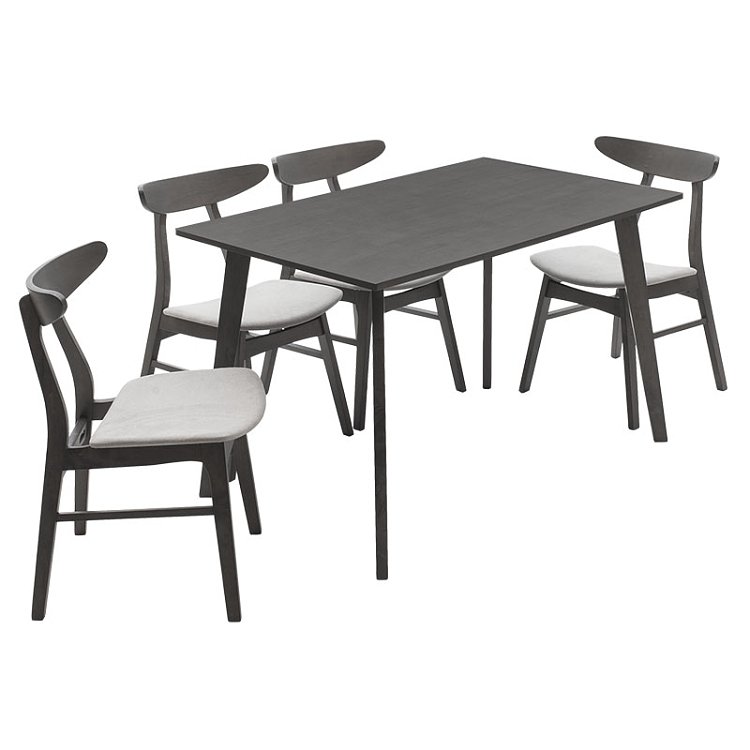 Tραπεζαρία Benson - Orlean pakoworld σετ 5τμχ rustic grey-ύφασμα γκρι 120x75x75εκ 200-000185