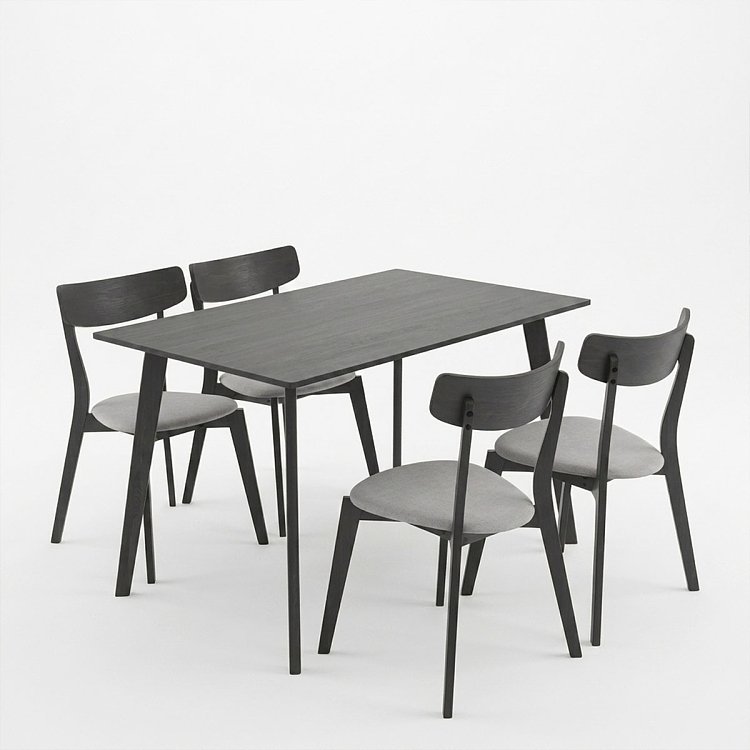 Tραπεζαρία Benson - Toto pakoworld σετ 5τμχ rustic grey - ύφασμα γκρι 120x75x75εκ 200-000187