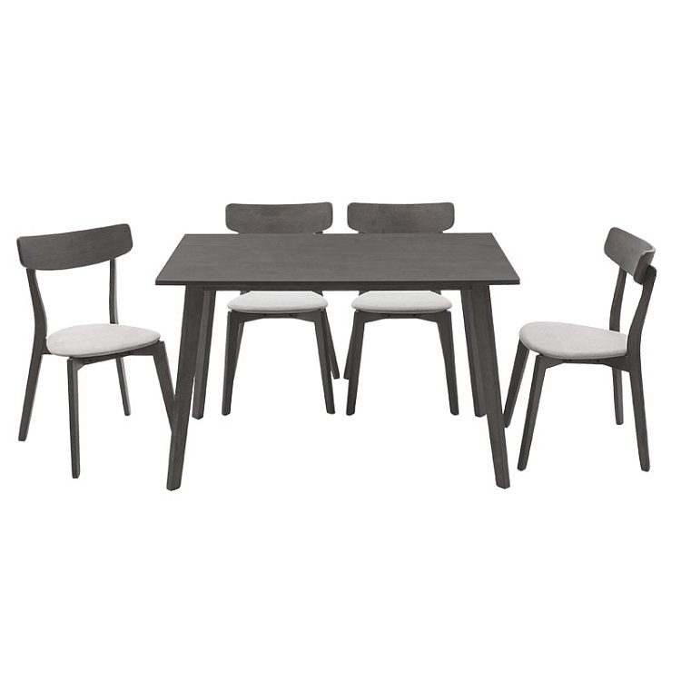 Tραπεζαρία Benson - Toto pakoworld σετ 5τμχ rustic grey - ύφασμα γκρι 120x75x75εκ 200-000187