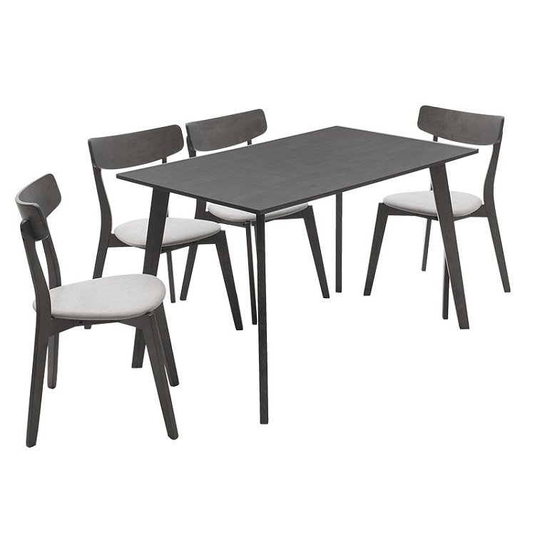 Tραπεζαρία Benson - Toto pakoworld σετ 5τμχ rustic grey - ύφασμα γκρι 120x75x75εκ 200-000187