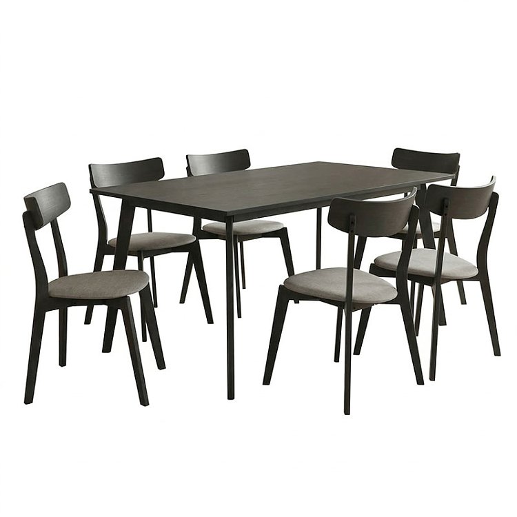 Tραπεζαρία Benson - Toto pakoworld σετ 7τμχ rustic grey - ύφασμα γκρι 150x90x75εκ 200-000193