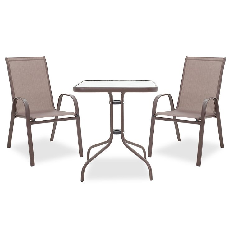 Τραπεζαρία Watson-Calan σετ 3τεμ pakoworld μέταλλο-textilene καφέ 60x60x70εκ 200-000309