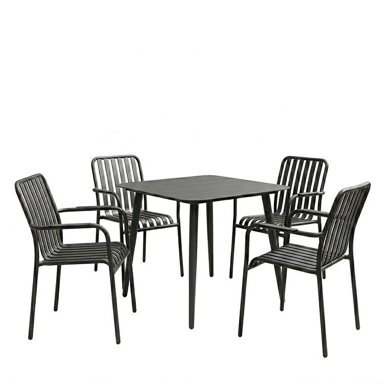 Τραπεζαρία Heven Vista pakoworld σετ 5τεμ μαύρο αλουμίνιο 80x80x72εκ 200-001598