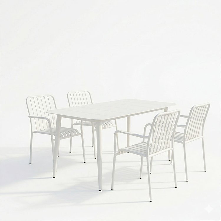 Τραπεζαρία Heven Vista pakoworld σετ 5τεμ λευκό αλουμίνιο 150x80x72εκ 200-001607