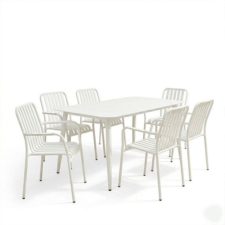Τραπεζαρία Heven Vista pakoworld σετ 7τεμ λευκό αλουμίνιο 150x80x72εκ 200-001608