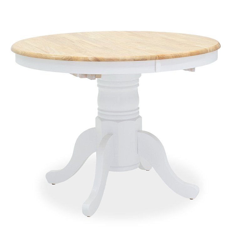 Τραπεζαρία Dallan Lars pakoworld 5τεμ λευκό rubberwood Φ100(+38)x100x75εκ 200-001709