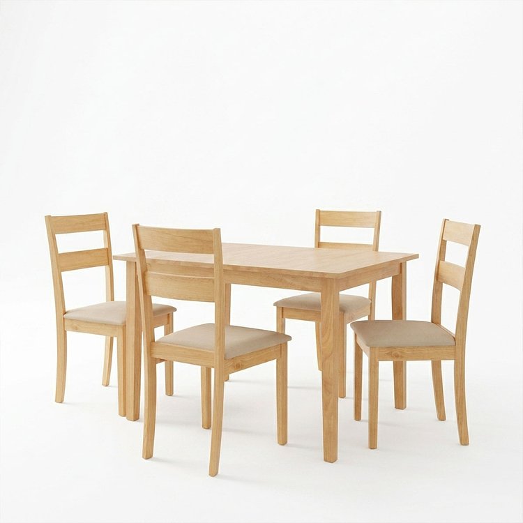 Τραπεζαρία Dallan Country pakoworld 5τεμ σε φυσική απόχρωση rubberwood 120-150x80x74εκ 200-001711