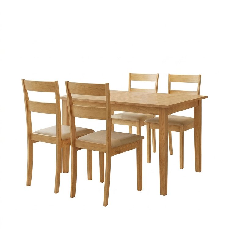 Τραπεζαρία Dallan Country pakoworld 5τεμ σε φυσική απόχρωση rubberwood 120-150x80x74εκ 200-001711