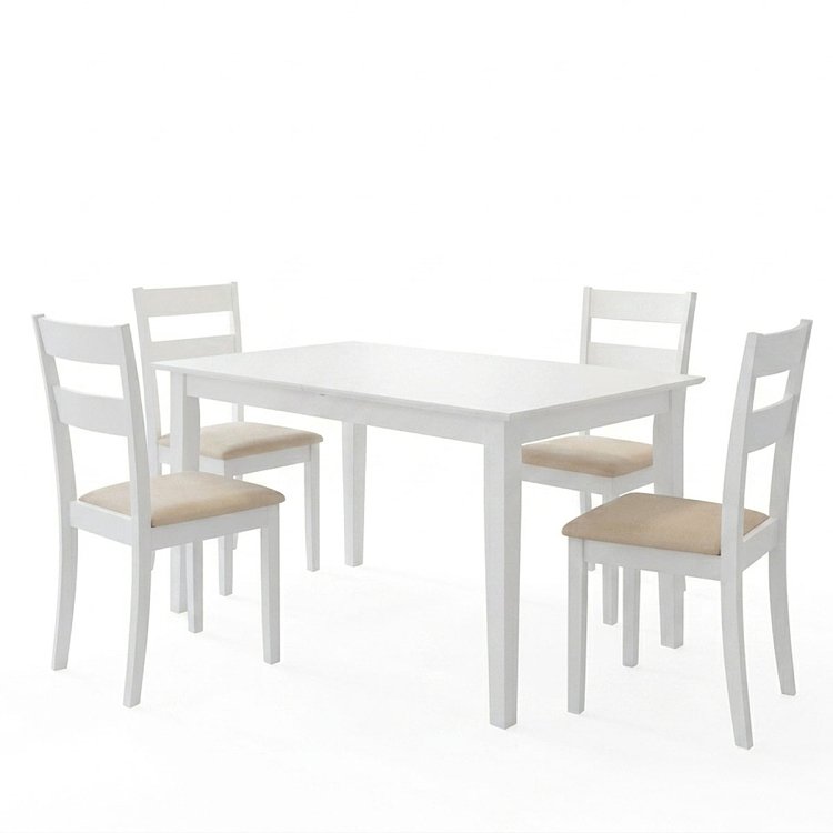 Τραπεζαρία Dallan Mabor pakoworld 5τεμ λευκό rubberwood 120-150x80x73,8εκ 200-001713
