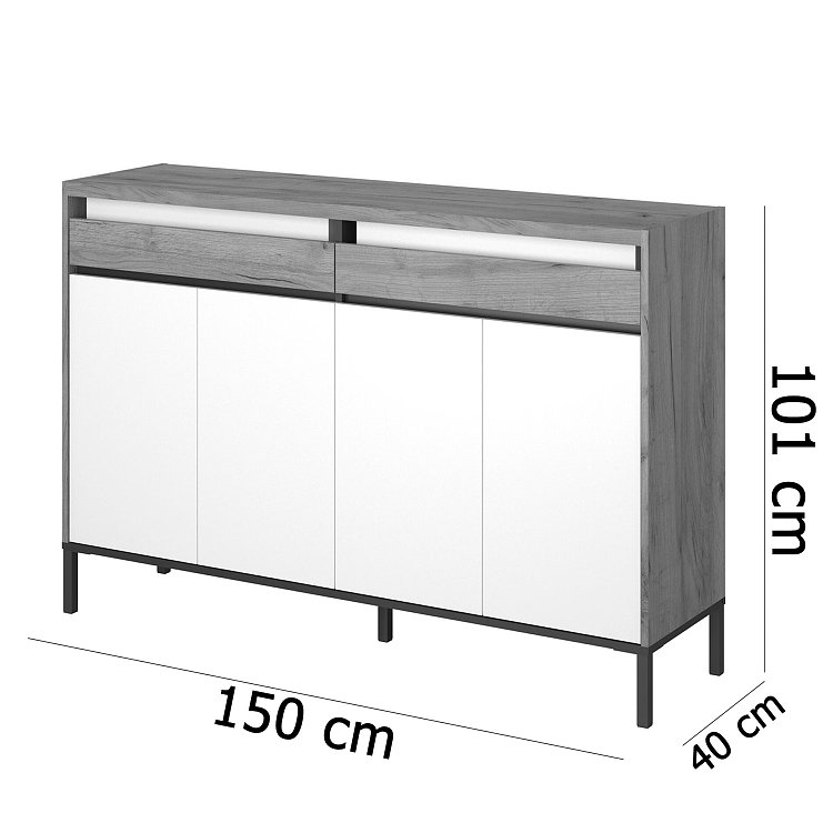 Μπουφές Palmor Χρυσό Δρυς-Λευκό 150x40x101cm TO-PALMOR4D2S