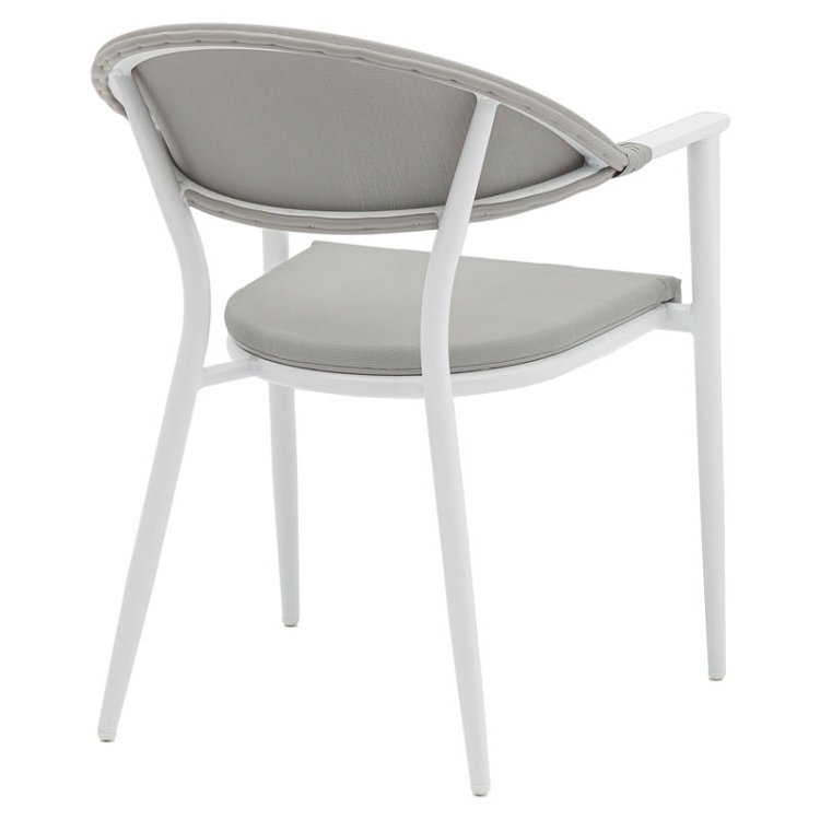 Πολυθρόνα Pino pakoworld αλουμίνιο λευκό-textilene γκρι 216-000002