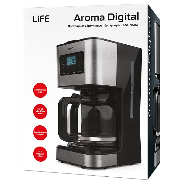 LIFE CM-200 Καφετιέρα Φίλτρου Μαύρη 221-0093