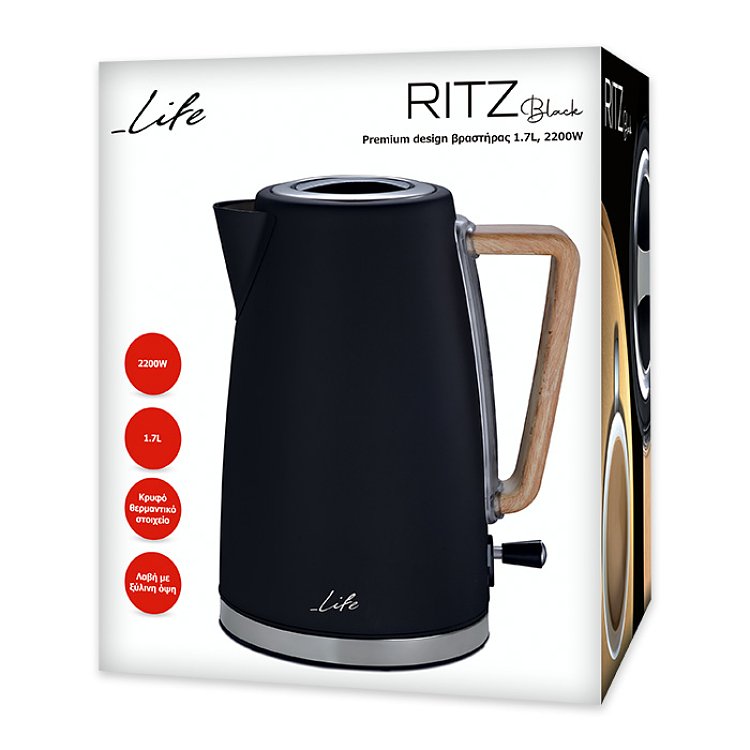 LIFE RITZ Βραστήρας Μαύρος 1.7L 221-0216