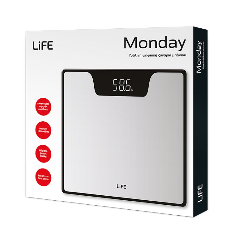 Ζυγαριά Μπάνιου Life Monday Scale 300x300x27 221-0217
