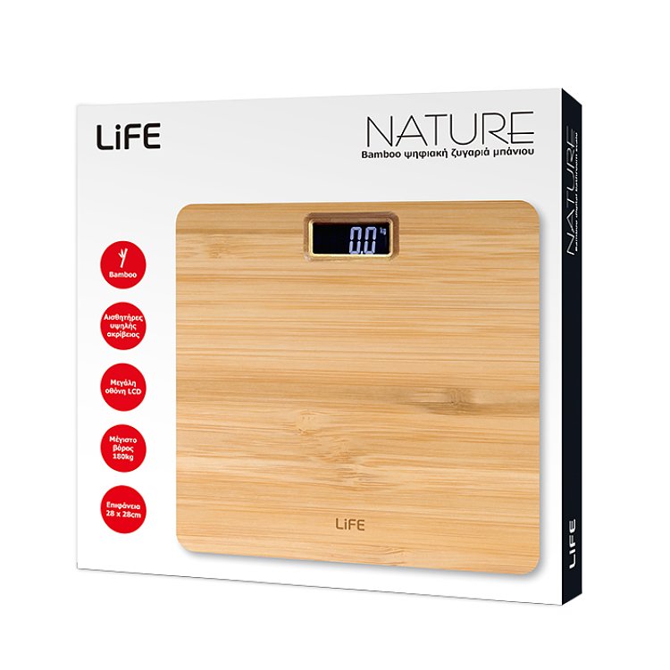 Ζυγαριά Μπάνιου Life Nature Bamboo 280X280X30mm 221-0218