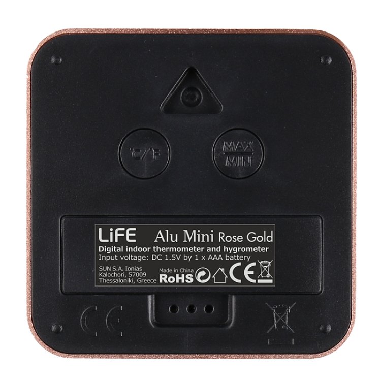 Life Alu Mini 221-0228 Ψηφιακό Θερμόμετρο Υγρόμετρο Ροζ Χρυσό